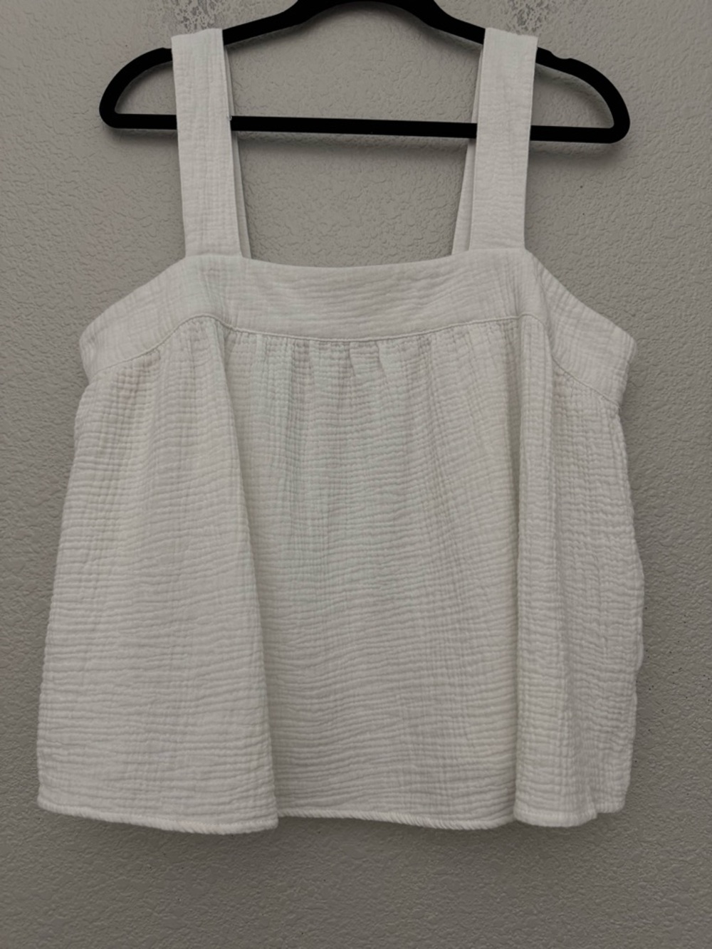 Joie White Cotton Gauze Square Neck Cropped Tank Top Size XL